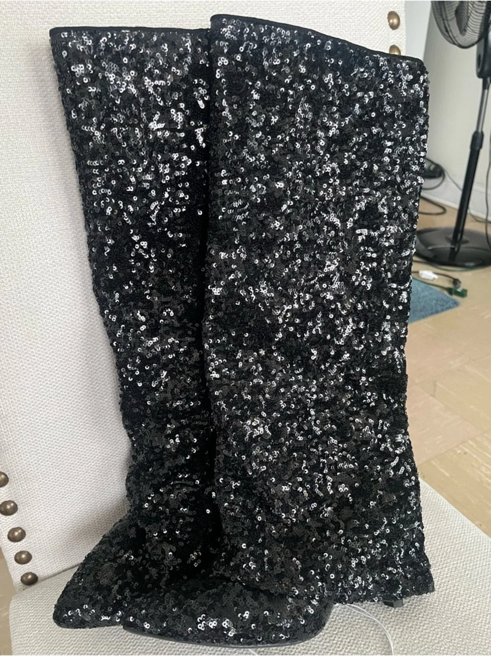 NWT Sequin Foldover Boots. Black sequin design w/ foldover "gaiter" style. - Picture 4 of 6